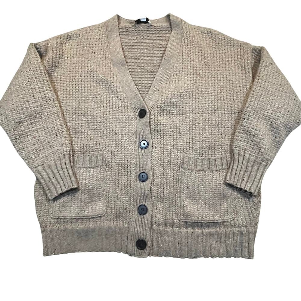 Free Assembly Womens Cardigan Sweater Medium Brown Button Up‎ Cozy Knit